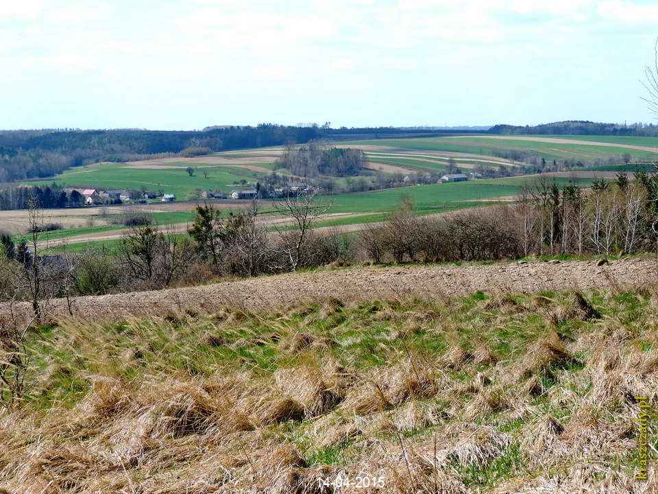 Widok na wieś Bobrowe z pobliskiego wzniesienia